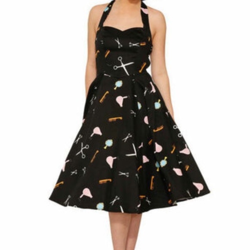 Hearts and Roses Novelty Print Hair Salon Hair Stylist Pinup Style Dress Size 8